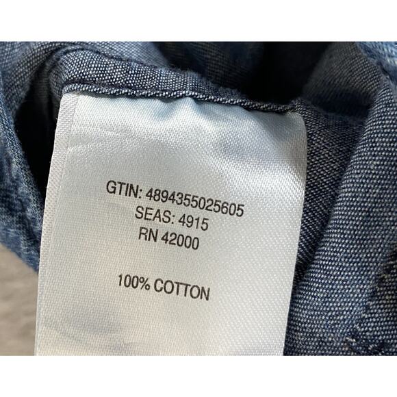 Jane + Delancey Windowpane Plaid Shirt Men M Vintage Washed Blue Button Down NWT - Picture 7 of 11